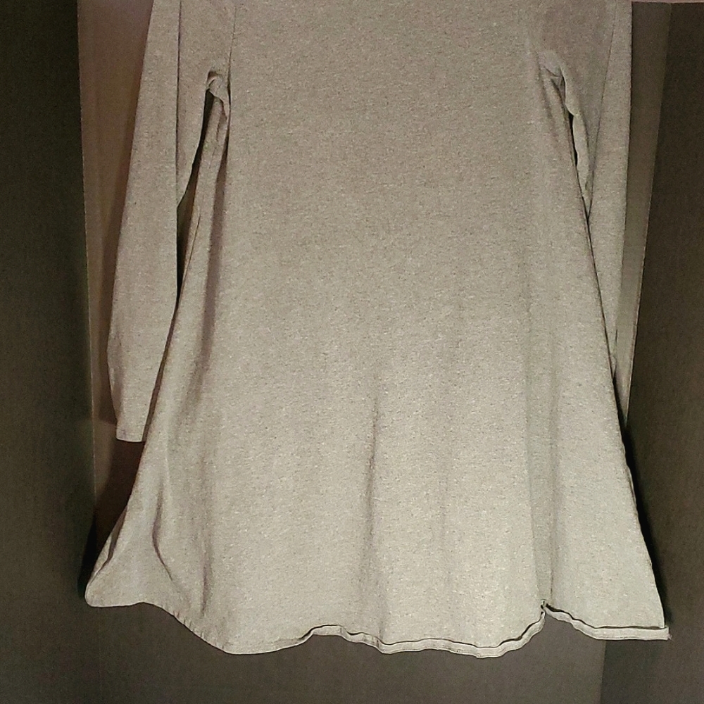 Design Lab Grey Organic Cotton Long Sleeve Jersey A-Line Dress - Size Small - Picture 6 of 14